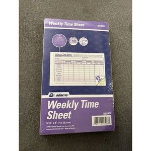 Adams NC9507 Time Sheet weekly 2-part carbonless 100 carbonless sets Sealed New